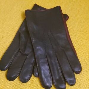 Mens FOWNES Leather groves,Black and Red